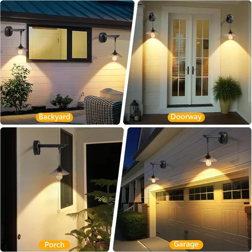 Miniatura 8 de Luces solares de granero para exteriores, apliques de pared para exteriores de atardecer a amanecer, 3 modos de iluminación con sensor