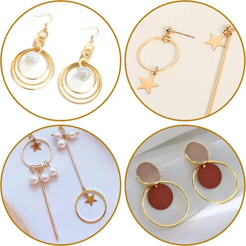 Miniatura 5 de Aros de Cuentas para Pendientes para Hacer Joyas, FANMAOUS Hallazgos de Pendientes Aros Dijes de Pendientes Marco Colgante de Bisel Abierto