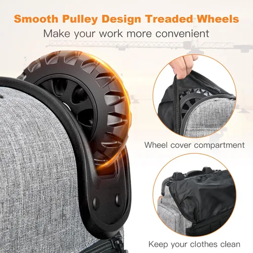 Miniatura 2 de Mochila de herramientas con rueda, mochila de herramientas rodante para electricistas, bolsa de herramientas resistente con rueda para trabajo
