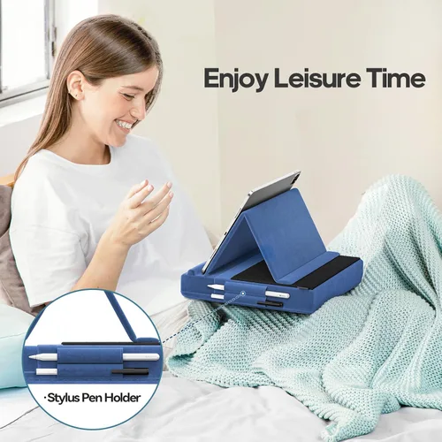 Miniatura 3 de KDD Soporte de almohada para tableta, soporte de iPad de visión multiángulo para regazo, cama y escritorio, base plegable con soporte para lápiz