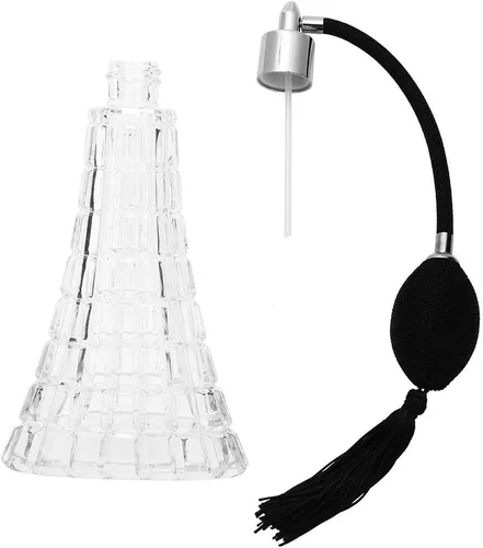Asixxsix Botella de perfume vintage de cristal, botella vacía de perfume vintage de gran decoración, elegante para viajes caseros