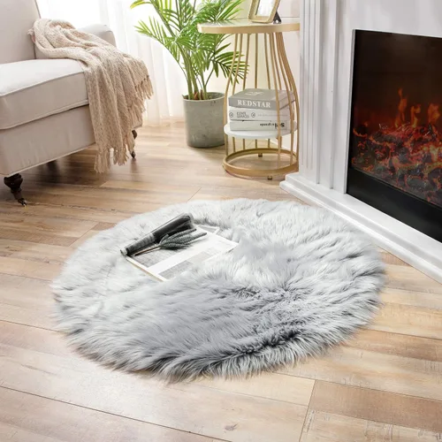 Miniatura 135 de Ashler Home Deco - Tapete de pelo sintético de oveja, mullido, suave, de 2 x 3 pies, lavable a máquina, dormitorio, habitación de los niños, sala