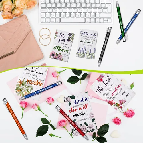 Miniatura 5 de Geyee 24 Piezas Regalos Cristianos para Mujeres al Por Mayor Regalos de Navidad Mini Blocs de Notas Religiosos y Bolígrafos Premios Regalo Diarios