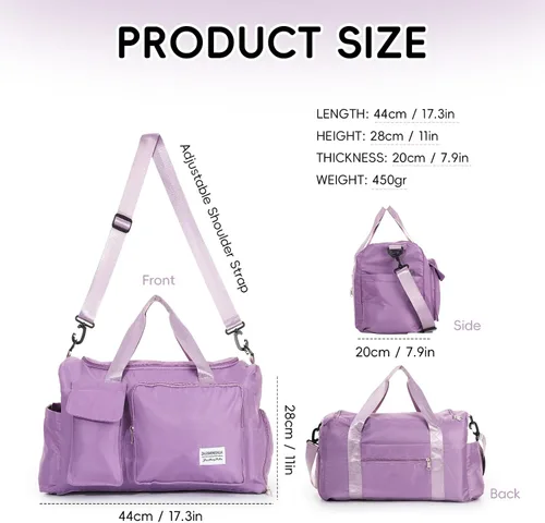 Miniatura 3 de Oweisong Bolsa deportiva de gimnasio para mujeres y hombres, bolsa de viaje para el fin de semana, bolsa de mano con compartimento para zapatos