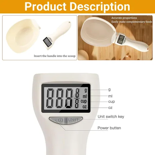 Miniatura 4 de Cuchara medidora de alimentos, cuchara de medición digital, balanza de cuchara de pesaje de 28.22 oz/0.00 oz de alta precisión con pantalla LCD
