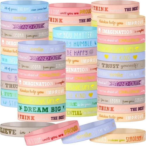 Miniatura 8 de Bucherry 120 pulseras de silicona motivacionales a granel inspiradoras de goma unisex con citas positivas para estudiantes, profesores, aula, Negro