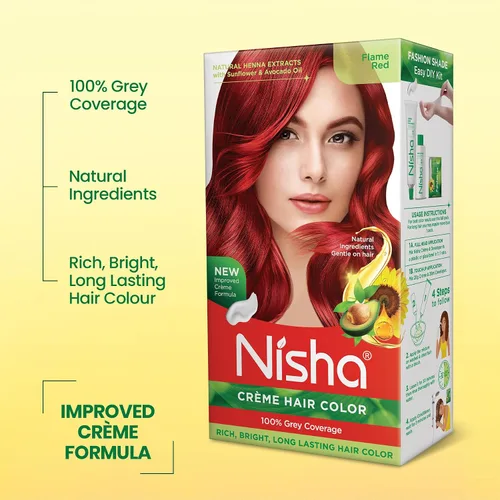 Miniatura 3 de Nisha - Tinte cremoso para el cabello (150 ml/cada) rojo llama, paquete de 1