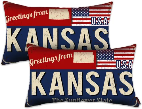 Miniatura 13 de Juego de 2 fundas de almohada de Florida de 12 x 20 pulgadas, decoración de recuerdo de Florida, funda de almohada lumbar con diseño de bandera