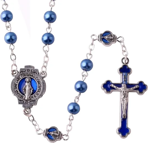 Medalla Milagrosa Virgen Santísima Madre María Católica Cristiana Religiosa Italiana Hecho en Italia Rosario Azul 0.236 in Rosario Cuentas, No es