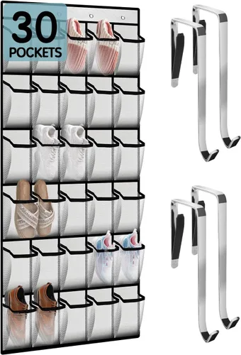 Kotkn Organizador de zapatos sobre la puerta con 30 bolsillos de malla transpirable - Almacenamiento de armario de gran capacidad para hombres y