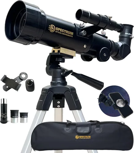 Miniatura 12 de Telescopio SpectrumOI para niños y adultos, regalo de astronomía, refractor de apertura de 2.362 in con bolsa de transporte y soporte para teléfono