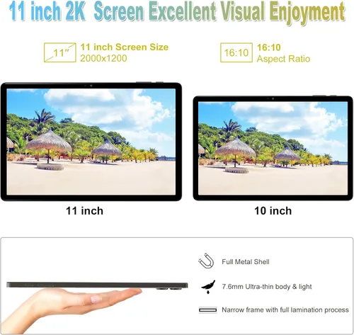 Miniatura 2 de 2026 Gemini AI - Tablet Android de 11 pulgadas 2000 x 1200 pantalla 2K 2 en 1, tabletas T616, 18 GB de RAM+128 GB ROM+1 TB expandir, cámara de Gris
