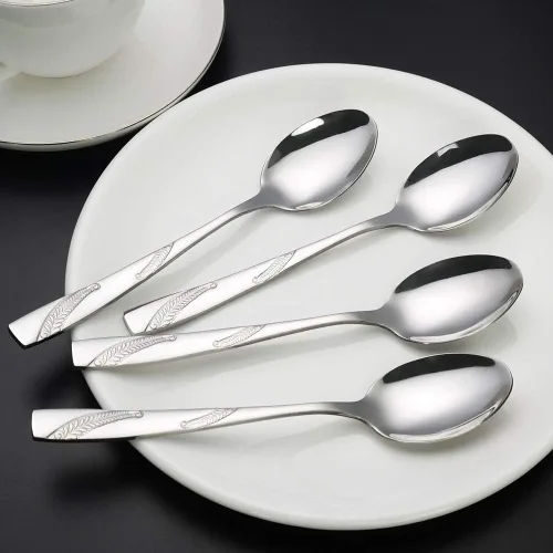 Miniatura 6 de Bringer Juego de 12 cucharas de postre, acero inoxidable, 6.6 pulgadas