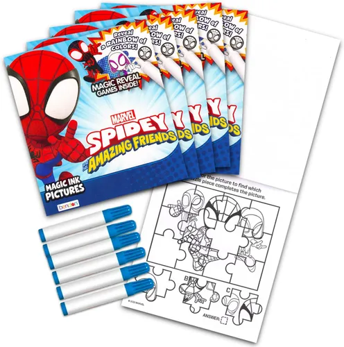 Miniatura 2 de Spidey and His Amazing Friends Imagine - Juego de 12 libros de tinta mágica sin ensuciar Paquete de recuerdos de fiesta de Spidey