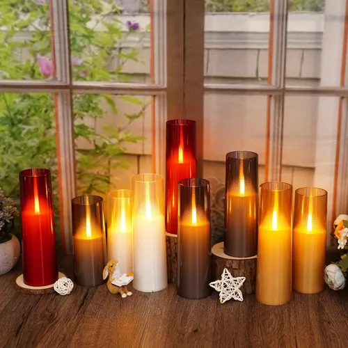 Miniatura 3 de kakoya Velas LED sin llama mejoradas con efecto de llama parpadeante, 7 piezas de velas operadas por batería con temporizador remoto, velas LED