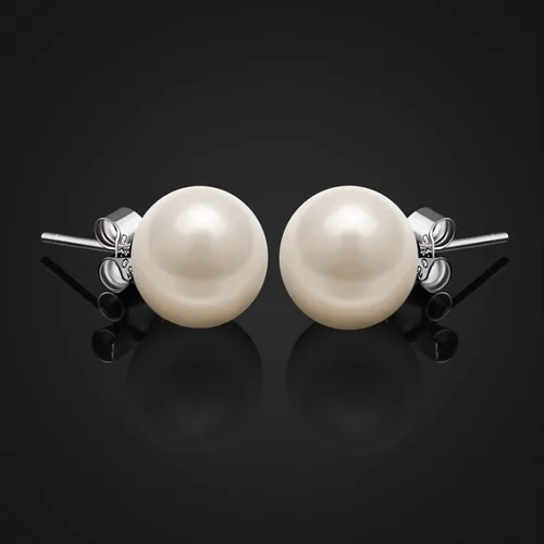 Miniatura 3 de Jewlldeen Pearl Earrings for women,Plated Sterling Silver 925 Studs, Round Stud Jewelry,Simulated Shell Pearl Earrings