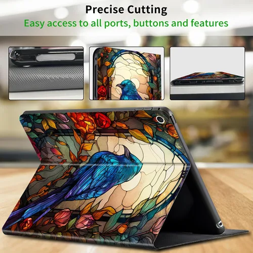 Miniatura 5 de Funda para tablet Kindle Fire 7 2019/2017 lanzamiento 9ª/7ª generación 7 pulgadas, ligera, protectora de piel sintética, cubierta inteligente
