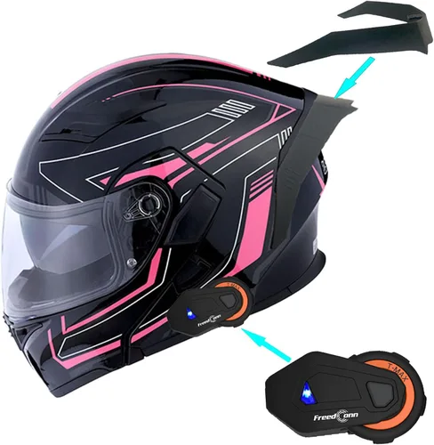 Miniatura 16 de 1Storm Casco modular de cara completa para motocicleta con doble visera abatible, protector solar: HB89