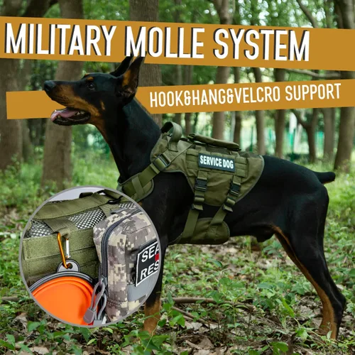 Miniatura 5 de Chaleco de servicio para perros grandes, arnés táctico marrón con Molle militar, malla transpirable y hebilla de metal de 1.49 oz - Talla M