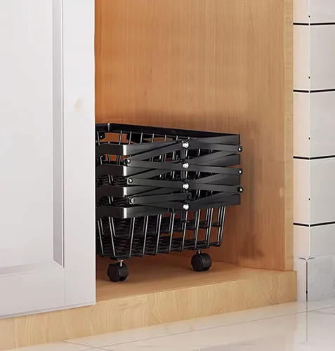 Miniatura 7 de Cestas de cocina, despensa, organizador de almacenamiento, sin necesidad de montaje, 4 niveles, plegable, de metal, plegable, cesta de frutas