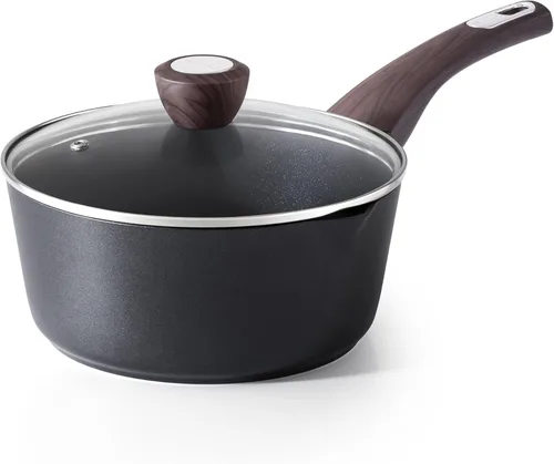 Miniatura 9 de SENSARTE - Cacerola antiadherente de cerámica con tapa, olla pequeña de 2.0 cuartos de galón, olla de cocina blanca con asa que no se calienta, olla