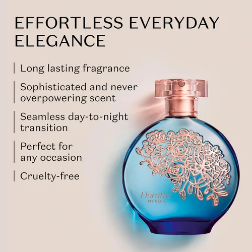 Miniatura 3 de O BOTICARIO Floratta My Blue Eau de Toilette, perfume de fragancia floriental amaderada de larga duración para mujer, 2.5 onzas