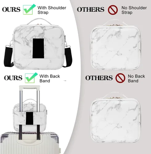 Miniatura 5 de Bolsa de maquillaje de viaje de 10.4 pulgadas, estuche portátil de maquillaje, organizador de bolsas de cosméticos con divisores ajustables y correa