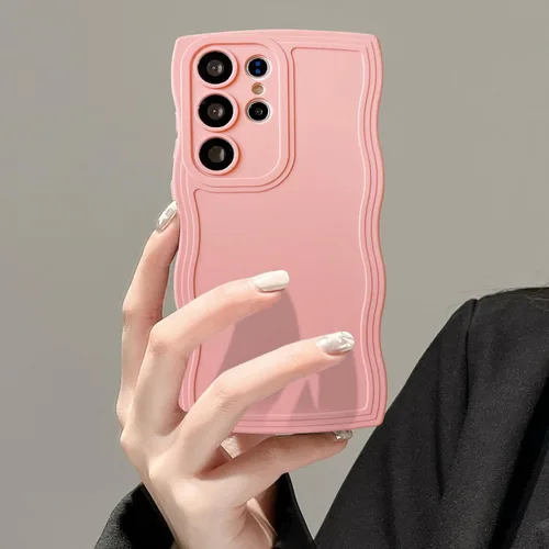 Miniatura 22 de UEEBAI Funda de silicona con marco de ola para Samsung Galaxy S22 5G, funda de teléfono con marco de ola linda, ajuste delgado, amortiguador de Negro