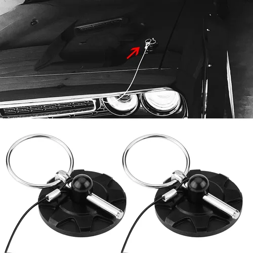 Miniatura 9 de Juego de 2 piezas universales CNC Billet de aluminio para capó de carreras con pin de bloqueo de apariencia negro (239.25) para cerraduras de capó