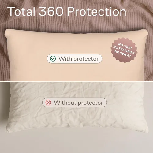 Miniatura 2 de Juego de 4 fundas de almohada ultrasuaves con cremallera tamaño Queen, 100% protección contra manchas, polvo y suciedad, lavables a máquina (beige)
