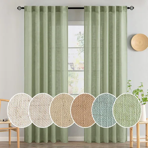 Miniatura 120 de MIULEE Cortinas de lino blanco de 108 pulgadas de largo para dormitorio, sala de estar, cortinas de ventana con textura de lino suave y grueso, Lino