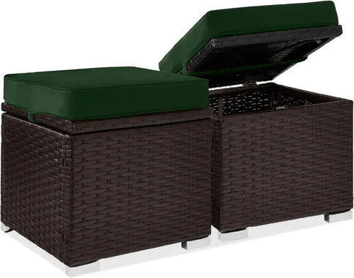 Miniatura 20 de Best Choice Products - Juego de 2 otomanos de mimbre, muebles multiusos para exteriores para patio, patio trasero, asientos adicionales, reposapiés