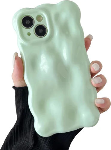 Miniatura 96 de XIZYO Funda para iPhone 13 de 6.1 pulgadas, bonito patrón de ondas, estético, 3D, rizado, ondulado, chapado en purpurina, para mujeres y niñas, Azul