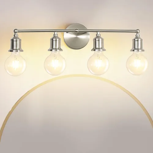Miniatura 9 de Lámpara de tocador de 4 luces, aplique industrial de pared negra, lámpara de pared de baño de granja, lámpara de pared con base E26 vintage