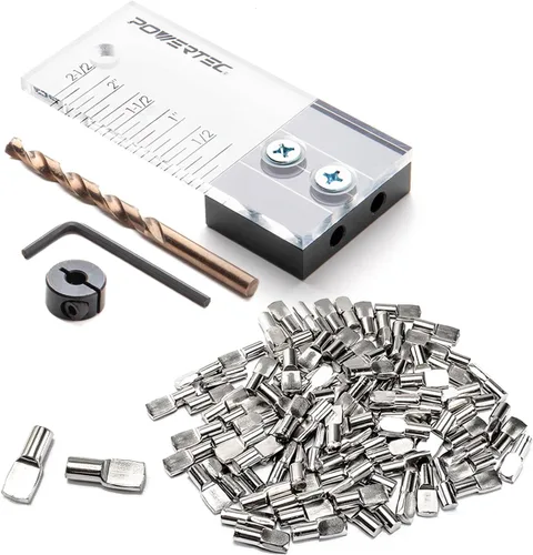 Miniatura 9 de POWERTEC Kit de plantilla de clavija, kit de plantilla de clavija de 3/8 pulgadas, plantillas de clavijas para carpintería, marca testigo de corte