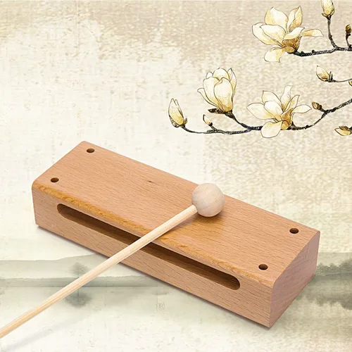 Miniatura 6 de Instrumento musical de bloque de madera con mazo Bloques de ritmo de percusión de madera maciza