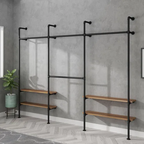 Miniatura 4 de Perchero industrial para ropa, perchero para armario, dormitorio y como sistema de clóset. Percheros resistentes para colgar ropa, perchero