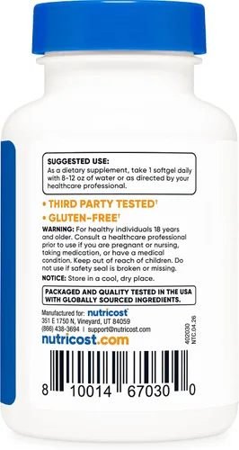 Miniatura 4 de Nutricost Zeaxantina con Luteína 20mg, 120 cápsulas blandas - Potente, sin OGM, sin gluten
