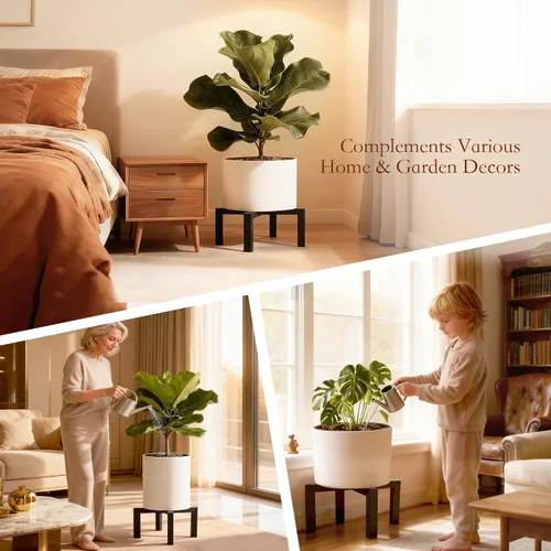 Miniatura 6 de Paquete de 2 soportes metálicos de 10 pulgadas para interiores y exteriores, taburetes resistentes para interiores, soportes modernos de mediados