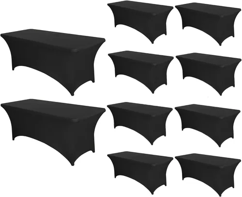 Miniatura 14 de PTC21B - Juego de 6 manteles elásticos de 6 pies, color negro, rectangular, ajustable, lavable, de elastano, para fiestas, bodas, cócteles