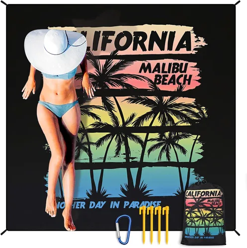 Miniatura 22 de HIHOHO Manta de playa impermeable a prueba de arena, extra grande, 79 x 83 pulgadas, 120 x 108 pulgadas, para 1-8 adultos, de secado rápido, Flor