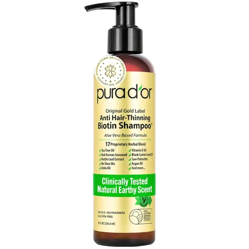 Miniatura 8 de PURA D'OR Champú Thin2Thick de vinagre de sidra de manzana, biotina, aceite de ricino para reducir el encrespamiento, puntas abiertas, aclarar