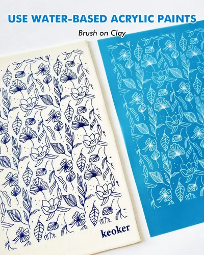 Miniatura 3 de KEOKER Plantillas de pantalla de seda para arcilla polimérica, kit de impresión de serigrafía reutilizable, para impresión en arcilla y otras joyas