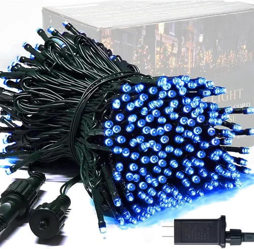 Miniatura 18 de JMEXSUSS 250 luces LED rojas, blancas y azules para decoraciones del 4 de julio, luces patrióticas conectables de 91.5 pies para exteriores