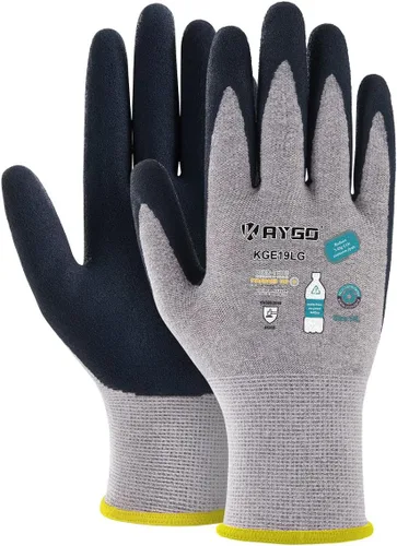 Miniatura 7 de KAYGO Guantes de trabajo para mujer, guantes de trabajo de seguridad ecológicos con revestimiento de goma transpirable, KGE19L, 3 pares Púrpura