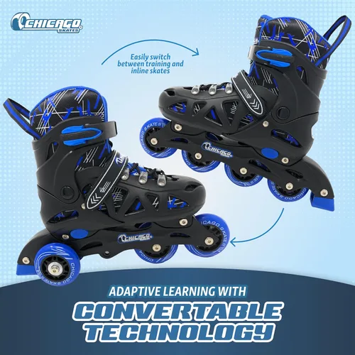 Miniatura 2 de Chicago - Patines de entrenamiento en línea con equipo de protección para niños, cuchillas duraderas y de alto rendimiento, muñequeras, rodilleras