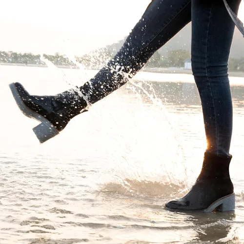 Miniatura 3 de JABASIC Botas de tobillo para mujer, tacón bajo, tacón grueso, botas de vestir con cremallera lateral
