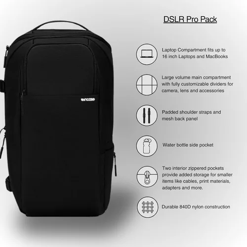 Miniatura 2 de Incase Mochila DSLR con nailon 840D duradero, bolsa para cámara resistente a la intemperie de 26 litros diseñada para fotógrafos y videógrafos