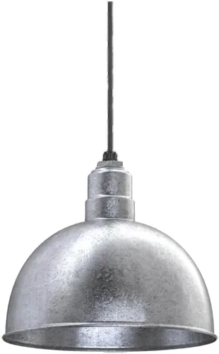 Miniatura 20 de Steel Lighting Co. Colgante de cuenco rosa Lámpara montada en el techo Cúpula de 15 pulgadas vástago de 12 pulgadas Estilo granero de acero