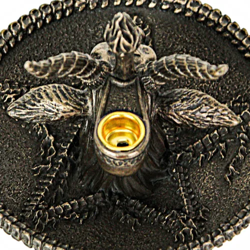 Miniatura 7 de Veronese Design 4 1/8" Beast Head Baphomet Escultura de resina Acabado Bronce Flujo Incienso Bowl